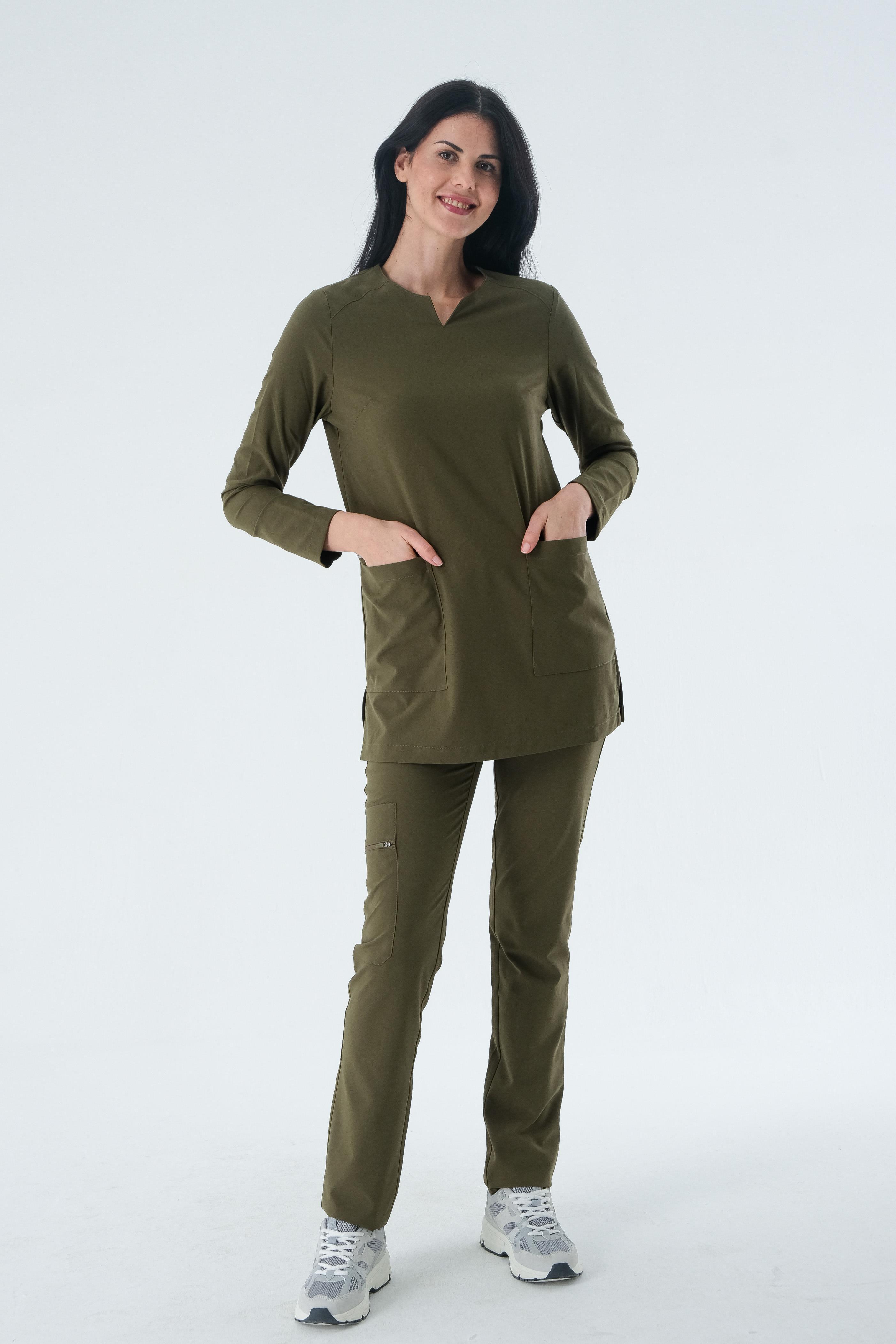 Premium PERLA 926 Cerrahi Tesettür Üst - Haki