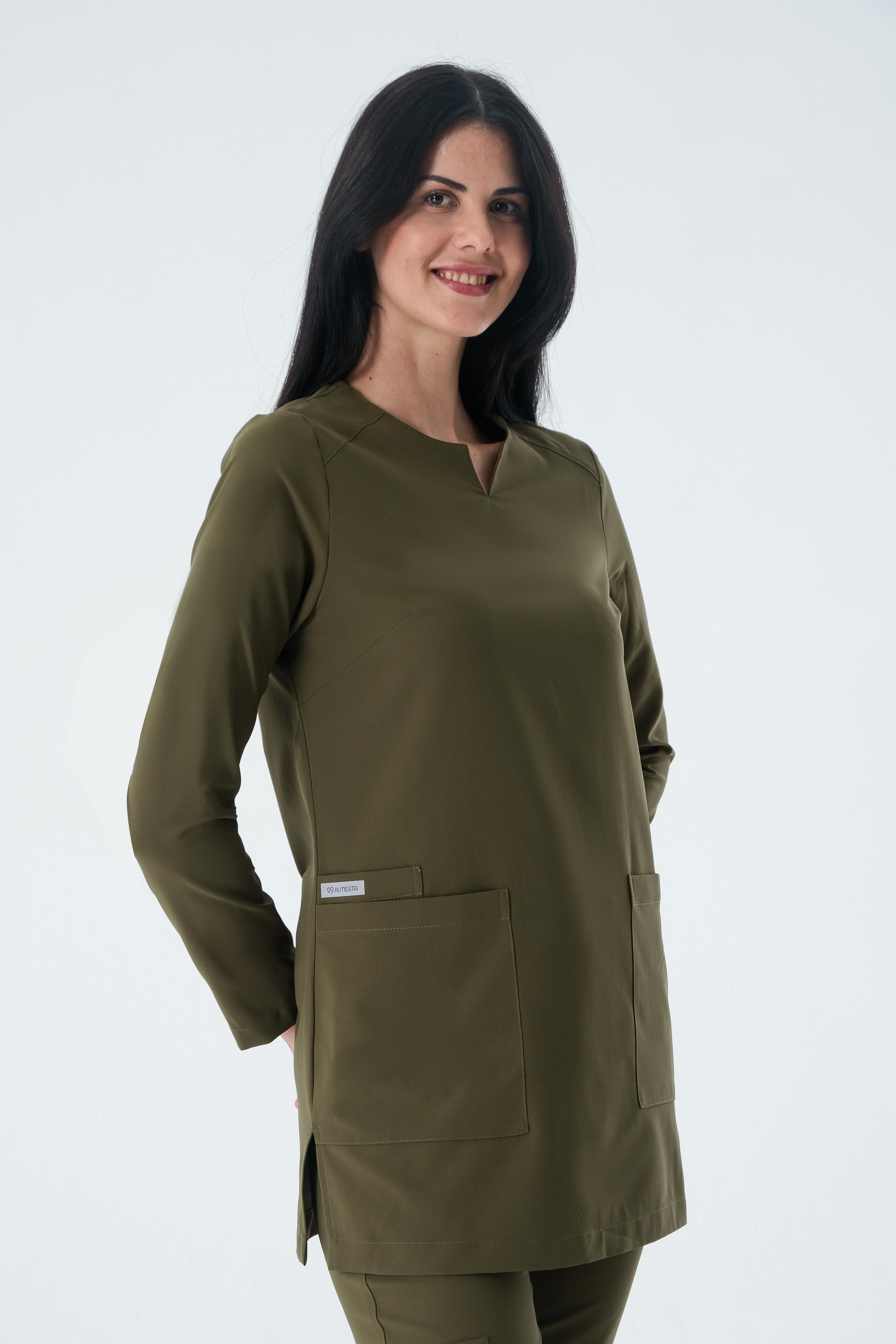 Premium PERLA 926 Cerrahi Tesettür Üst - Haki