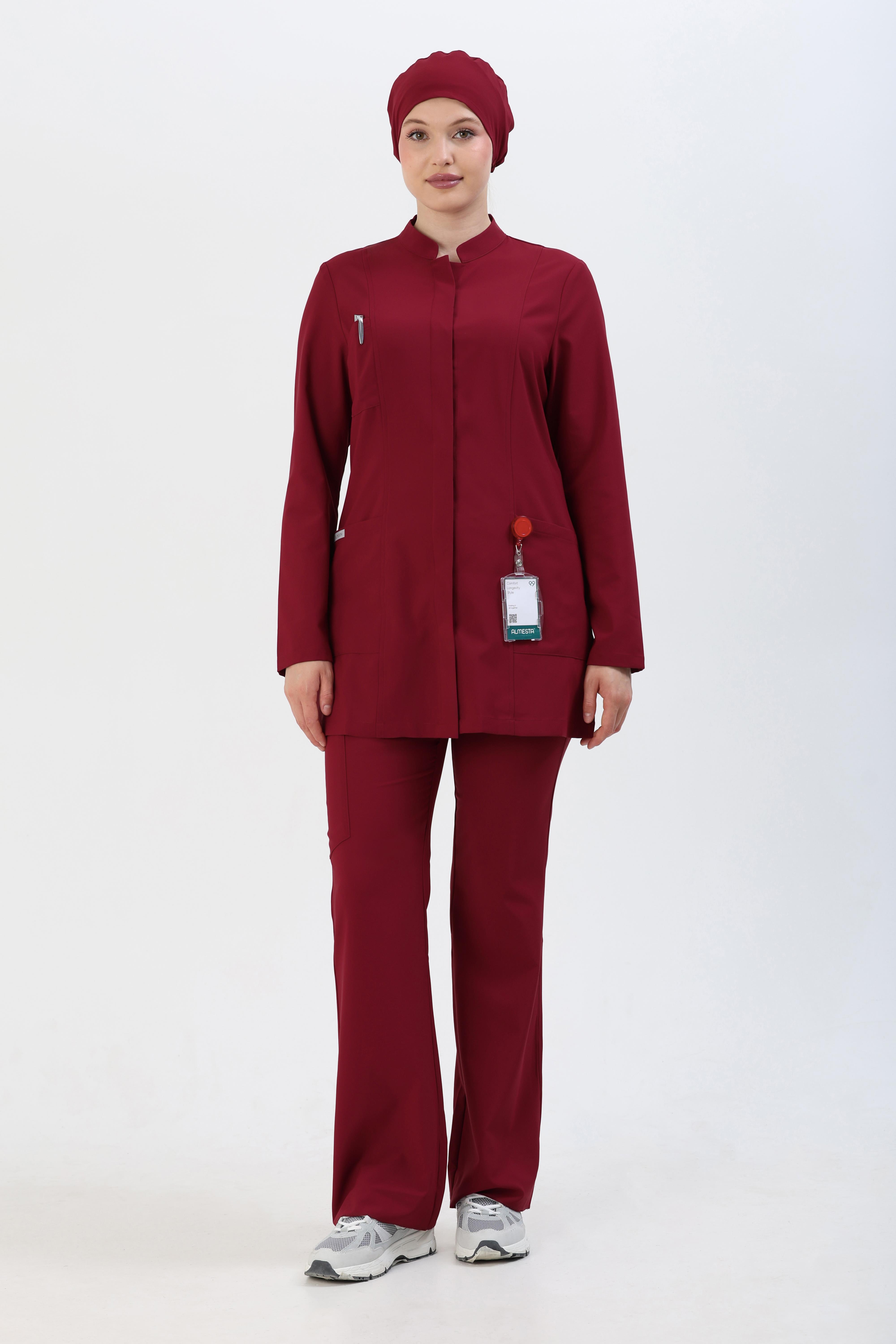 Premium ZAYAH Cerrahi Tesettür Üst - Bordo