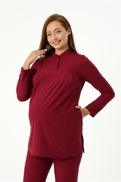 Premium ANKA Hamile Cerrahi Üst Uzun Kol - Bordo