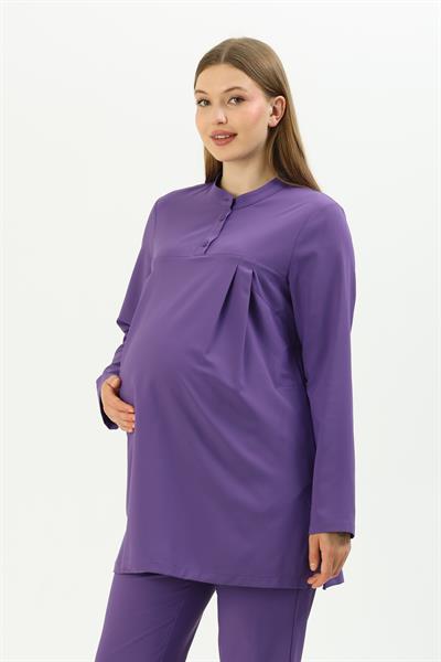 Premium ANKA Hamile Cerrahi Üst Uzun Kol - Mor