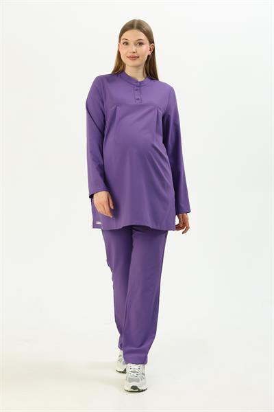 Premium ANKA Hamile Cerrahi Üst Uzun Kol - Mor