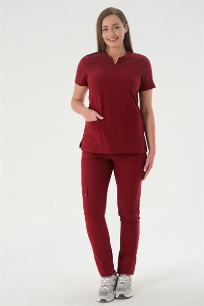 Premium ASEL798-PERLA926A Kadın Cerrahi Takım - Bordo