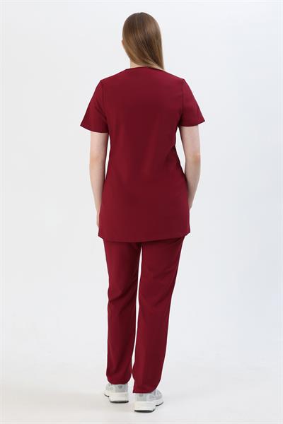 Premium BERRY Hamile Cerrahi Üst Kısa Kol - Bordo