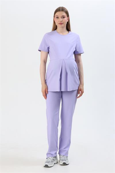 Premium BERRY Hamile Cerrahi Üst Kısa Kol - Lila