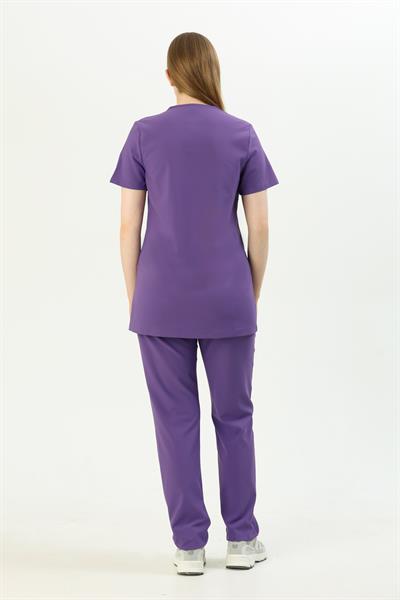 Premium BERRY Hamile Cerrahi Üst Kısa Kol - Mor
