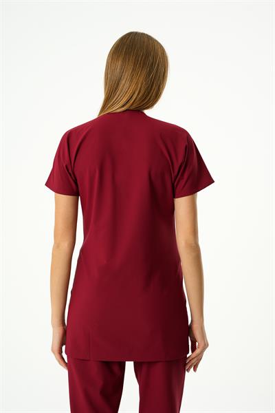 Premium BLOOM Hamile Cerrahi Üst Kısa Kol- Bordo