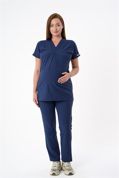 Premium BLOOM Hamile Cerrahi Üst Kısa Kol - Lacivert