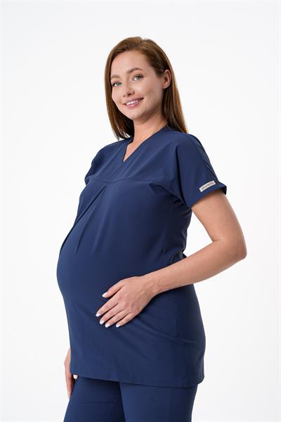 Premium BLOOM Hamile Cerrahi Üst Kısa Kol - Lacivert