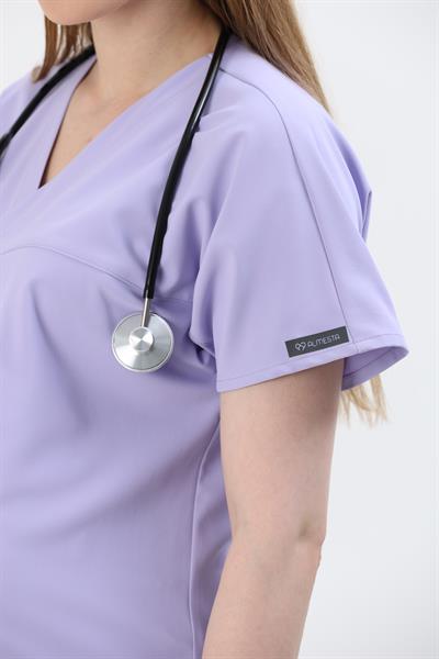 Premium BLOOM Hamile Cerrahi Üst Kısa Kol - Lila