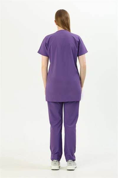 Premium BLOOM Hamile Cerrahi Üst Kısa Kol - Mor