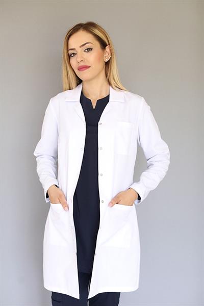 Ceket Yaka Yırtmaçlı Uzun Kol Doktor Öğretmen Beyaz Önlük - Lab Coat
