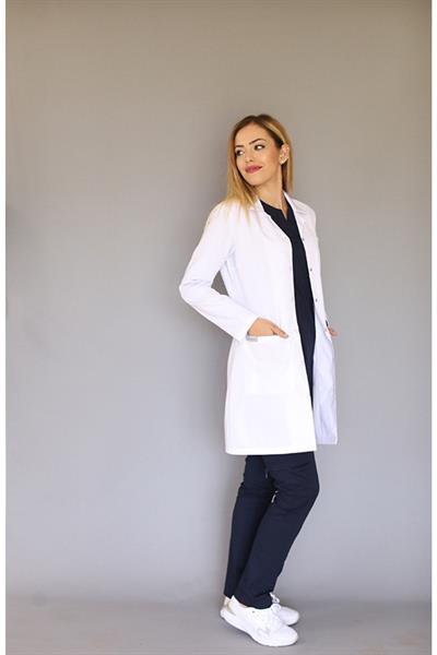 Ceket Yaka Yırtmaçlı Uzun Kol Doktor Öğretmen Beyaz Önlük - Lab Coat