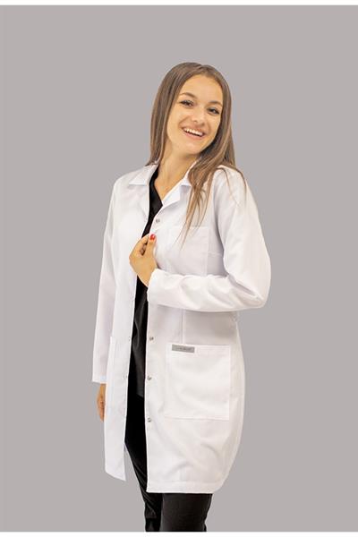 Ceket Yaka Yırtmaçlı Uzun Kol Doktor Öğretmen Beyaz Önlük - Lab Coat