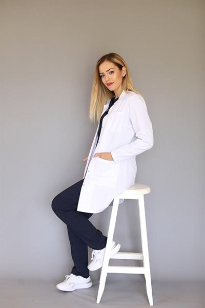 Ceket Yaka Yırtmaçlı Uzun Kol Doktor Öğretmen Beyaz Önlük - Lab Coat