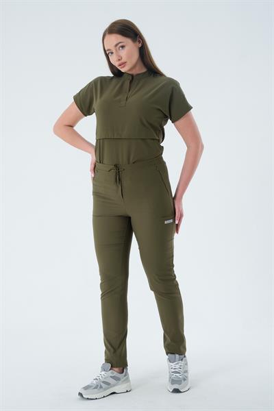 Premium DOLLY ONE Cerrahi Pantolon - Haki Yeşil
