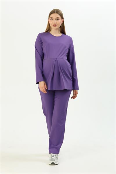 Premium EVA Hamile Cerrahi Üst Uzun Kol - Mor