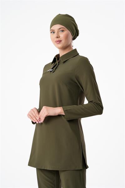 Premium GLORY Cerrahi Tesettür Üst - Haki Yeşil