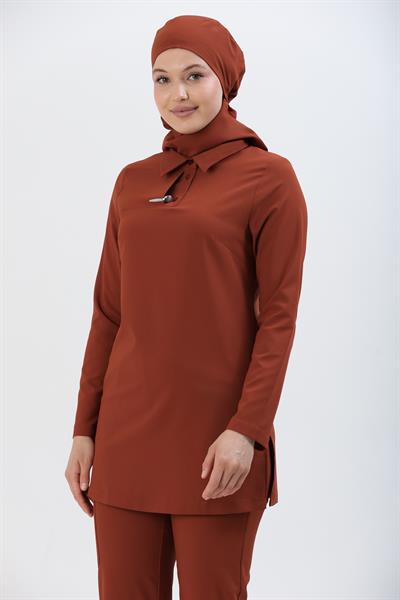 Premium GLORY Cerrahi Tesettür Üst - Kiremit