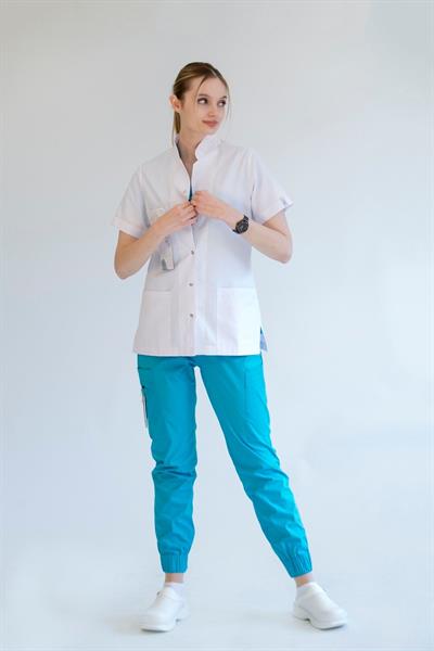 Hakim Yaka Kısa Kol Doktor Öğretmen Fit Önlük - Lab Coat