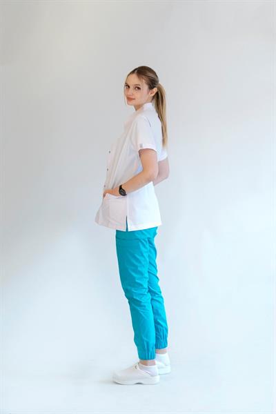 Hakim Yaka Kısa Kol Doktor Öğretmen Fit Önlük - Lab Coat