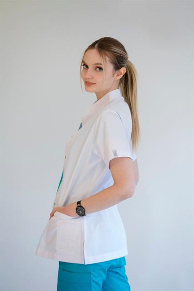 Hakim Yaka Kısa Kol Doktor Öğretmen Fit Önlük - Lab Coat