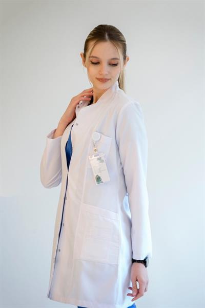 Hakim Yaka Uzun Kol Doktor Öğretmen Fit Önlük - Lab Coat