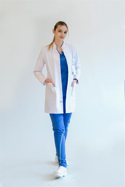 Hakim Yaka Uzun Kol Doktor Öğretmen Fit Önlük - Lab Coat