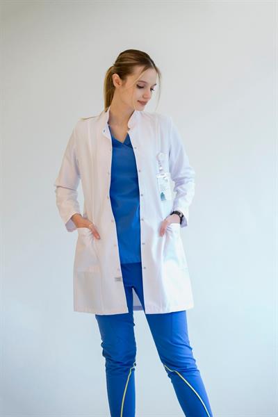 Hakim Yaka Uzun Kol Doktor Öğretmen Fit Önlük - Lab Coat