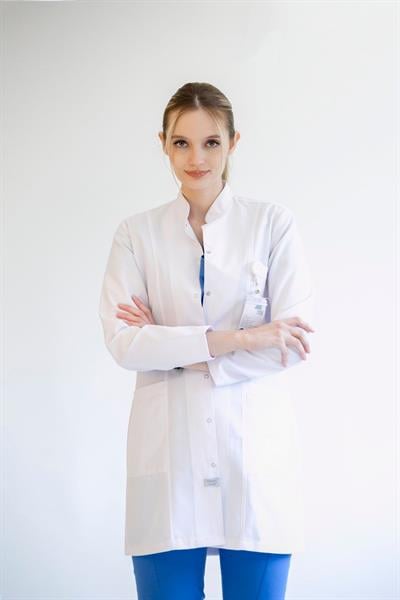 Hakim Yaka Uzun Kol Doktor Öğretmen Fit Önlük - Lab Coat