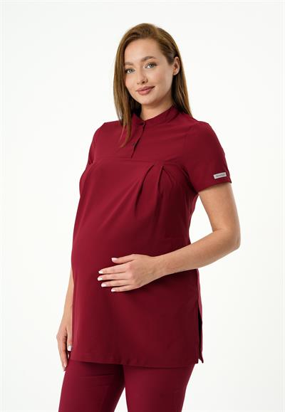 Premium HAVANA Hamile Cerrahi Üst Kısa Kol - Bordo