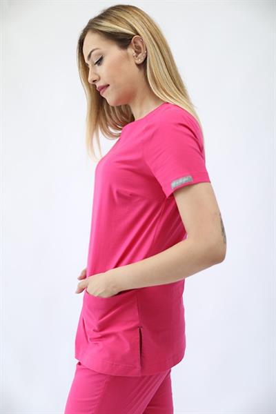 MM798-MM901 Havana Yaka Detaylı Jogger Cerrahi Takım Üniforma - Pembe