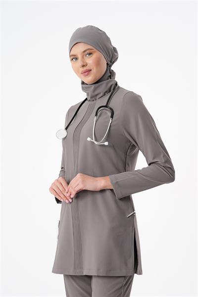 Premium LENNY Cerrahi Tesettür Üst - Gri
