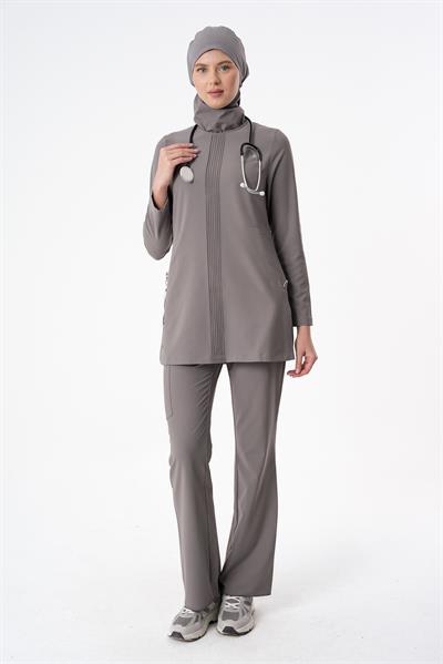 Premium LENNY Cerrahi Tesettür Üst - Gri