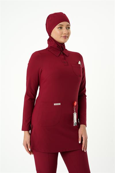 Premium LİLLİA Cerrahi Tesettür Üst - Bordo