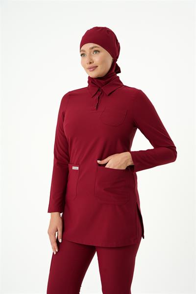 Premium LİLLİA Cerrahi Tesettür Üst - Bordo