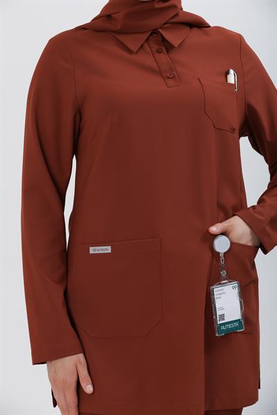 Premium LİLLİA Cerrahi Tesettür Üst - Kiremit