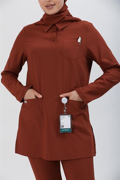 Premium LİLLİA Cerrahi Tesettür Üst - Kiremit