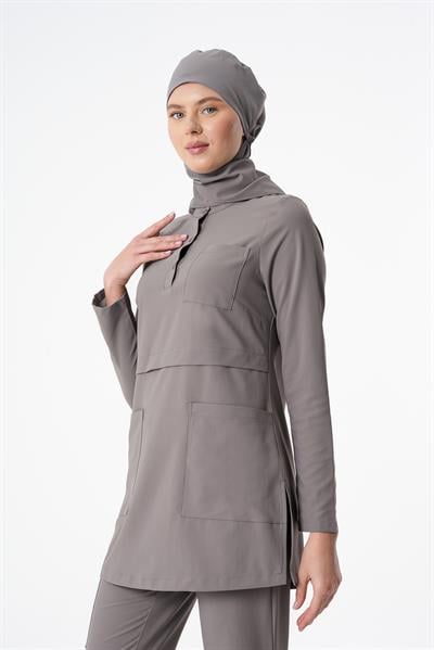 Premium LULU Cerrahi Tesettür Üst - Gri