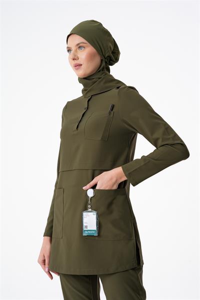 Premium LULU Cerrahi Tesettür Üst - Haki Yeşil