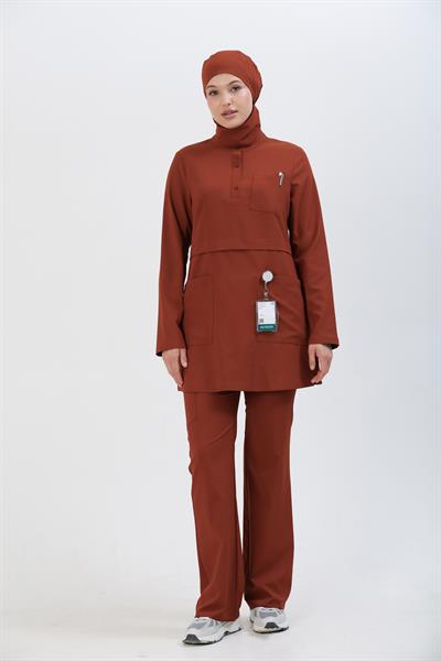 Premium LULU Cerrahi Tesettür Üst - Kiremit