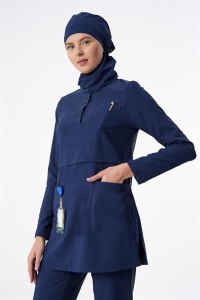 Premium LULU Cerrahi Tesettür Üst - Lacivert