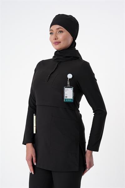 Premium LULU Cerrahi Tesettür Üst - Siyah