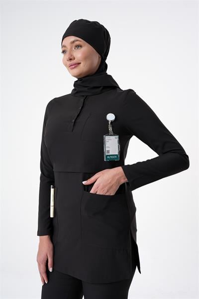 Premium LULU Cerrahi Tesettür Üst - Siyah