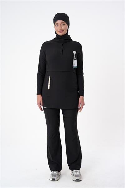 Premium LULU Cerrahi Tesettür Üst - Siyah