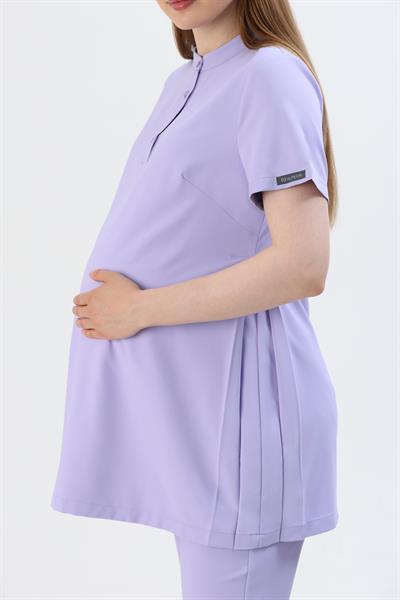 Premium MELİNA Hamile Cerrahi Üst Kısa Kol - Lila