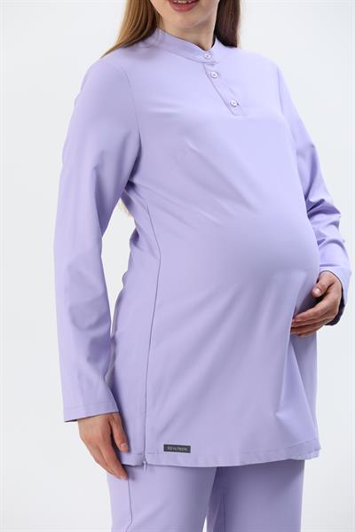 Premium PUCCA Hamile Cerrahi Üst Uzun Kol - Lila