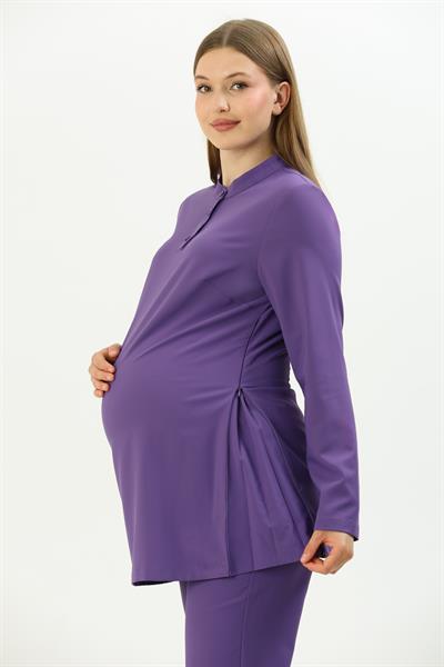 Premium PUCCA Hamile Cerrahi Üst Uzun Kol - Mor