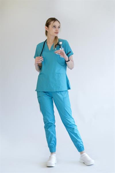 SELANİK - V Yaka Jogger Doktor Hemşire Cerrahi Takım - Turkuaz Yeşili