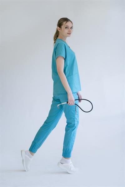 SELANİK - V Yaka Jogger Doktor Hemşire Cerrahi Takım - Turkuaz Yeşili